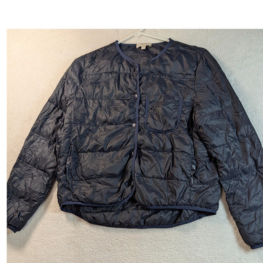Ann Mashburn Minnie Puffer Jacket Navy Blue Cashball Cashmere Fill Preppy M